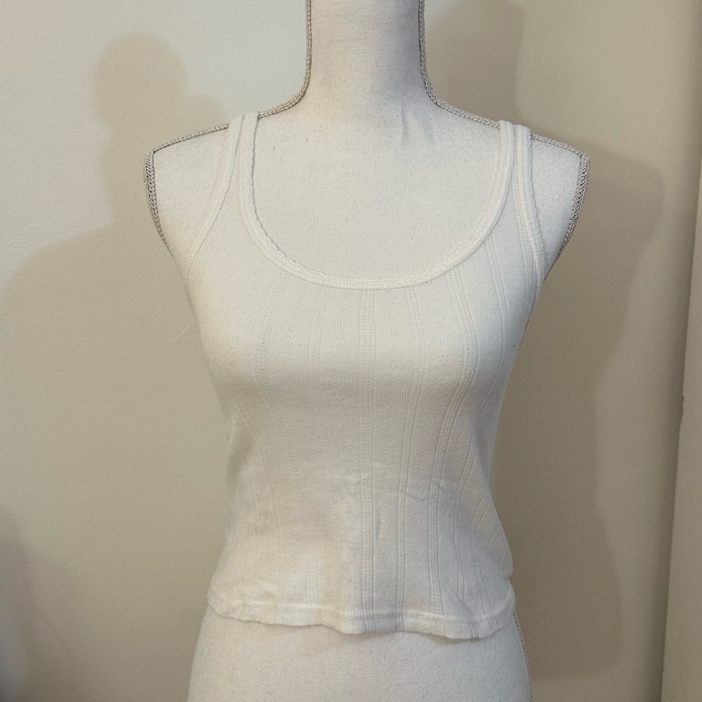 Brandy Melville White Tank Top with adorable details!